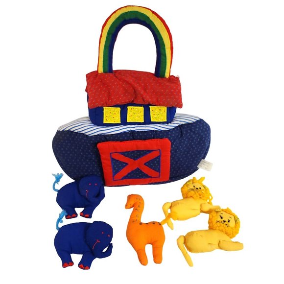 Vintage Kubla Crafts Noah's Ark Plush Playset with 5 Animals Not Complete Cute - Picture 1 of 12